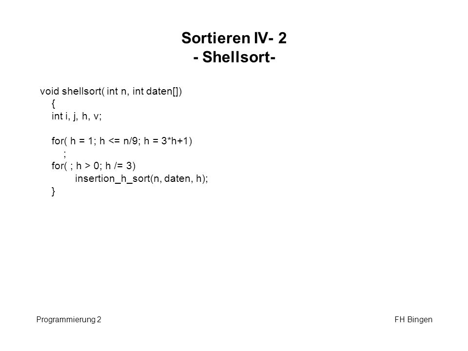 Sortieren IV- 2 - Shellsort-
