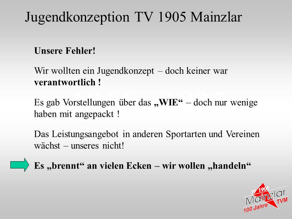 Jugendkonzeption TV 1905 Mainzlar Unsere Fehler!