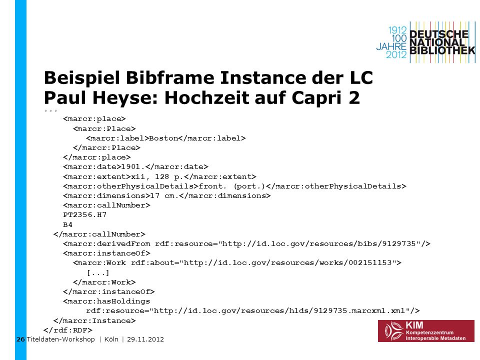 Beispiel Bibframe Instance der LC Paul Heyse: Hochzeit auf Capri 2
