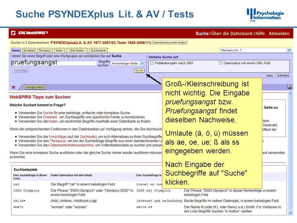 Suche PSYNDEXplus Lit. & AV / Tests