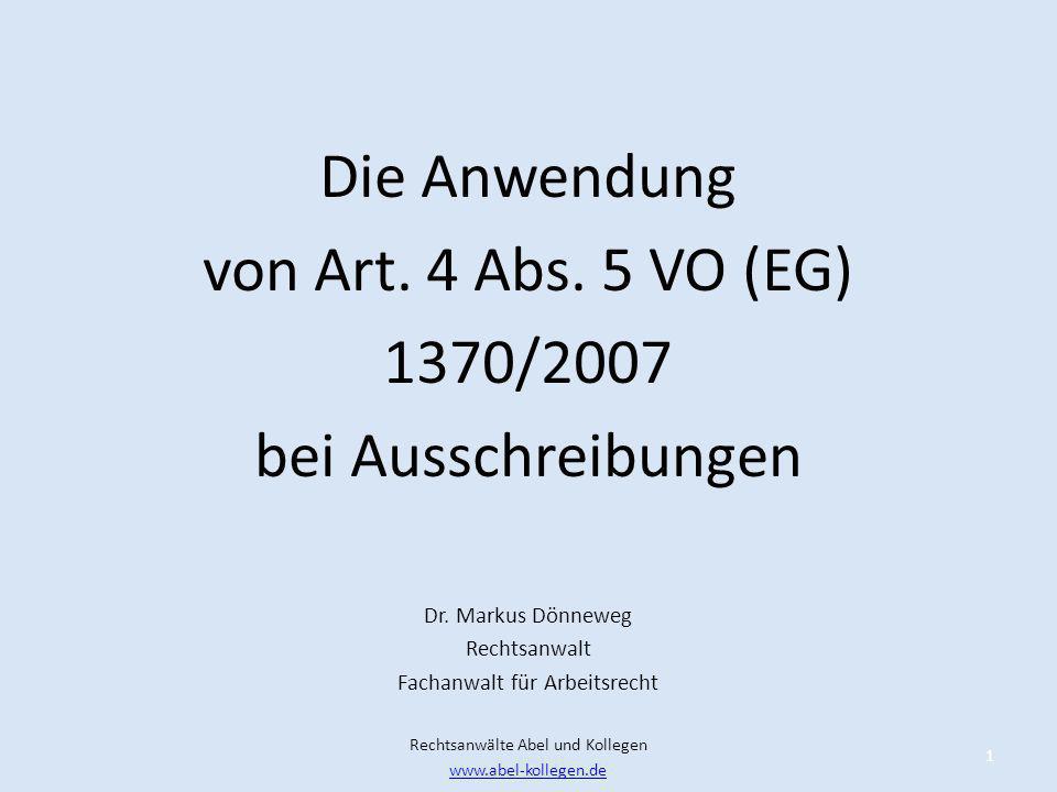 Die Anwendung von Art. 4 Abs. 5 VO (EG) 1370/2007 bei Ausschreibungen