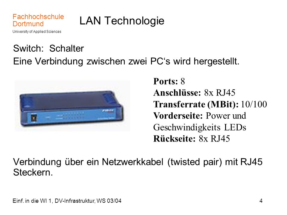 LAN Technologie Switch: Schalter