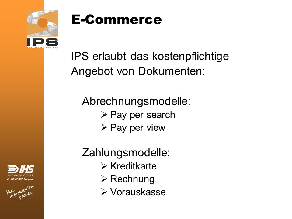 E-Commerce IPS erlaubt das kostenpflichtige Angebot von Dokumenten: