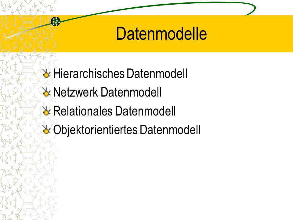 Datenmodelle Hierarchisches Datenmodell Netzwerk Datenmodell