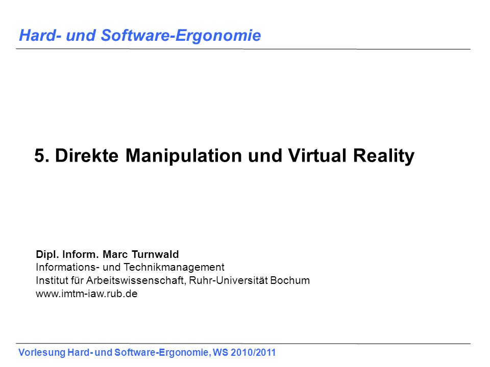 5. Direkte Manipulation und Virtual Reality
