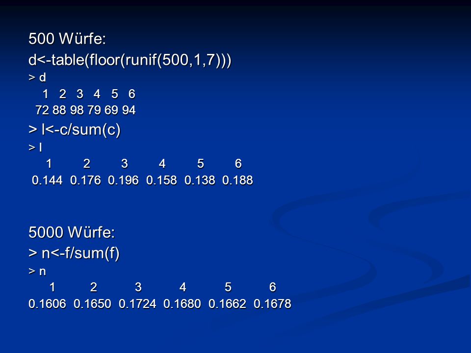 d<-table(floor(runif(500,1,7)))