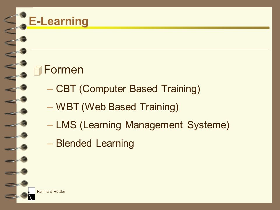 E-Learning Formen CBT (Computer Based Training)