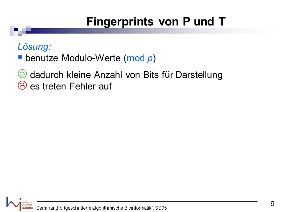 Fingerprints von P und T