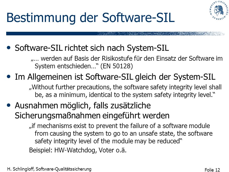 Bestimmung der Software-SIL