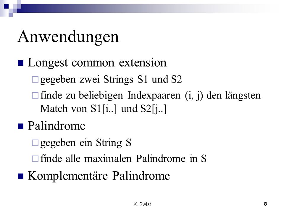 Anwendungen Longest common extension Palindrome