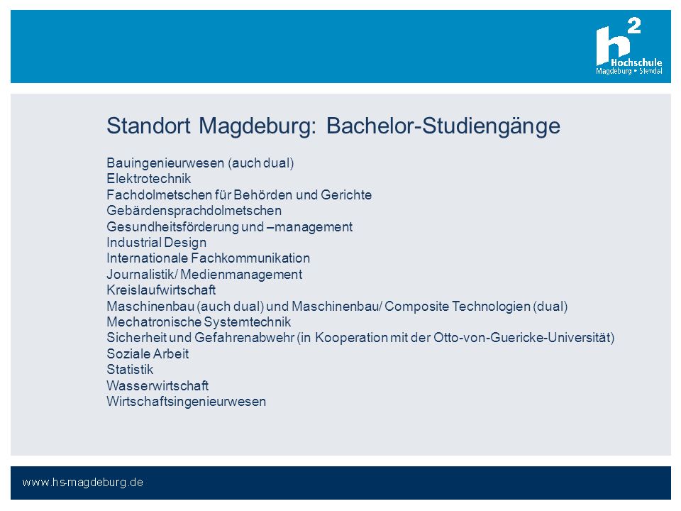 Standort Magdeburg: Bachelor-Studiengänge