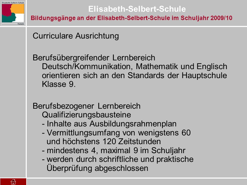 Bildungsgänge an der Elisabeth-Selbert-Schule im Schuljahr 2009/10