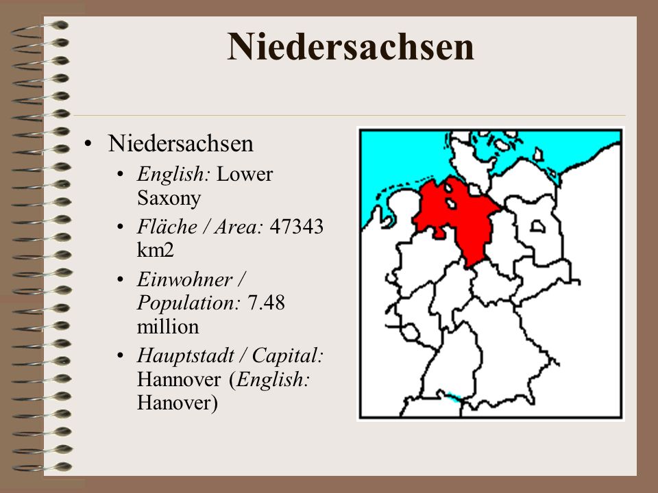 Niedersachsen Niedersachsen English: Lower Saxony