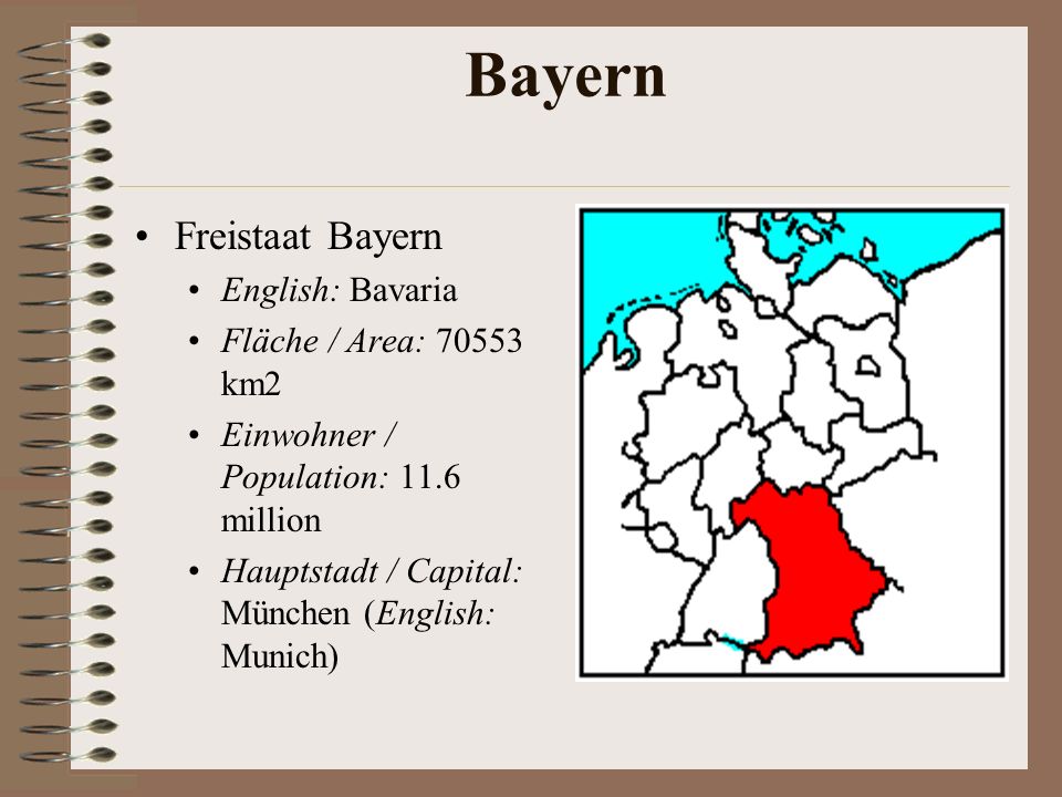 Bayern Freistaat Bayern English: Bavaria Fläche / Area: km2