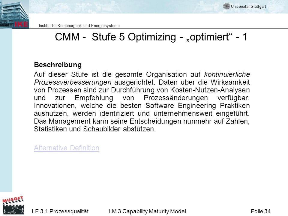 CMM - Stufe 5 Optimizing - „optimiert - 1
