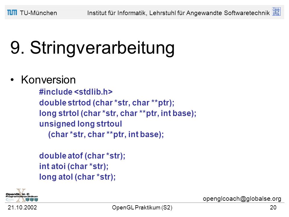 9. Stringverarbeitung Konversion #include <stdlib.h>