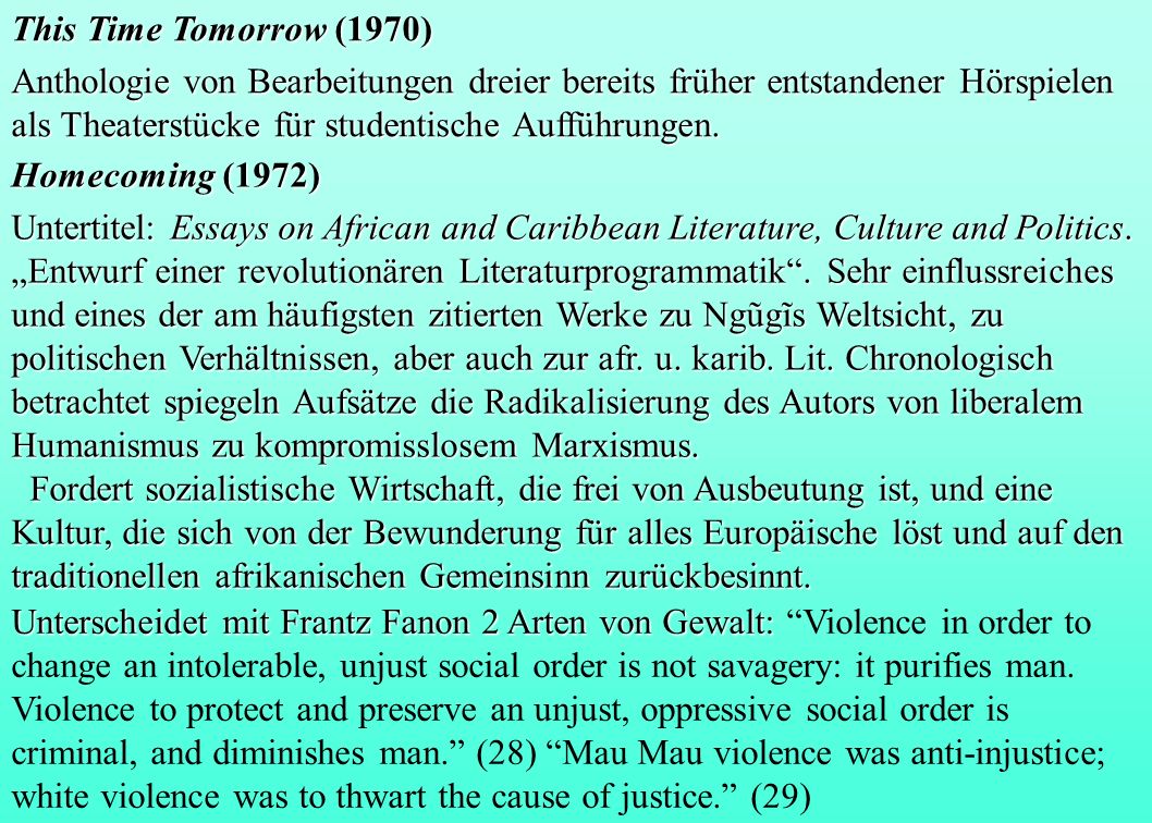 This Time Tomorrow (1970) Anthologie von Bearbeitungen dreier bereits früher entstandener Hörspielen als Theaterstücke für studentische Aufführungen.