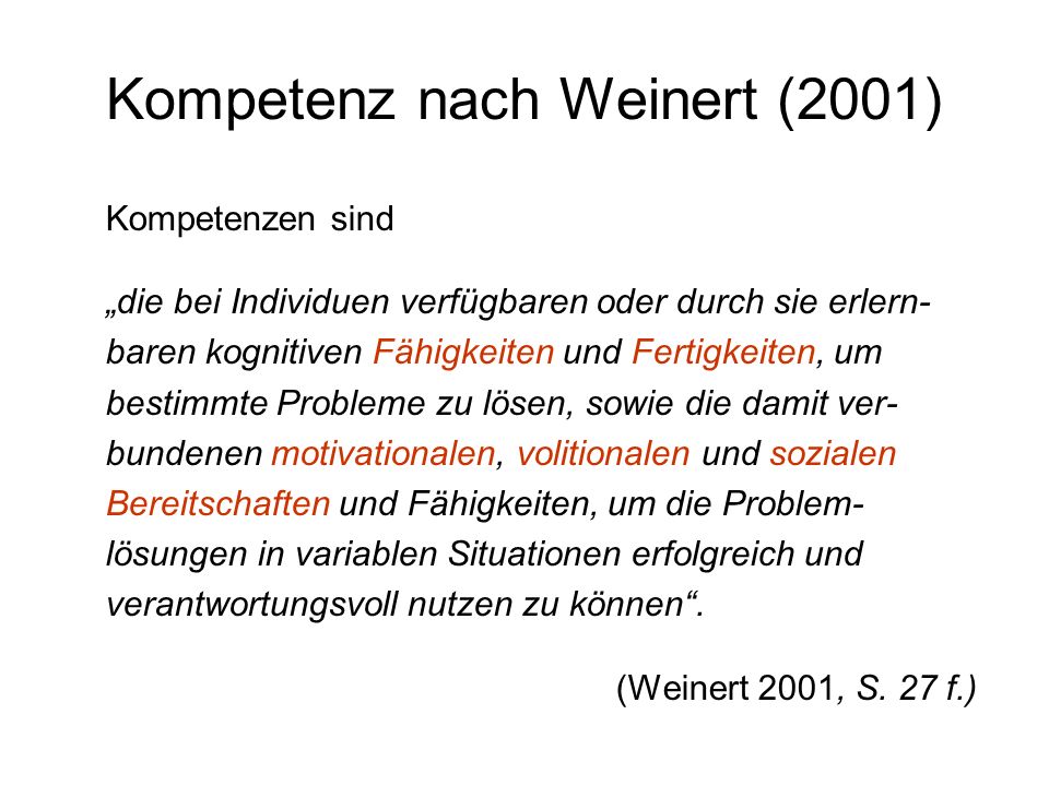 Kompetenz nach Weinert (2001)