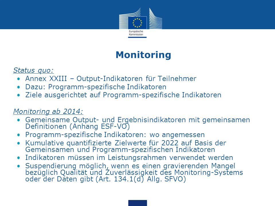 Monitoring Status quo: Annex XXIII – Output-Indikatoren für Teilnehmer