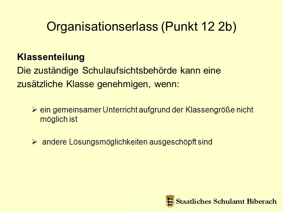 Organisationserlass (Punkt 12 2b)