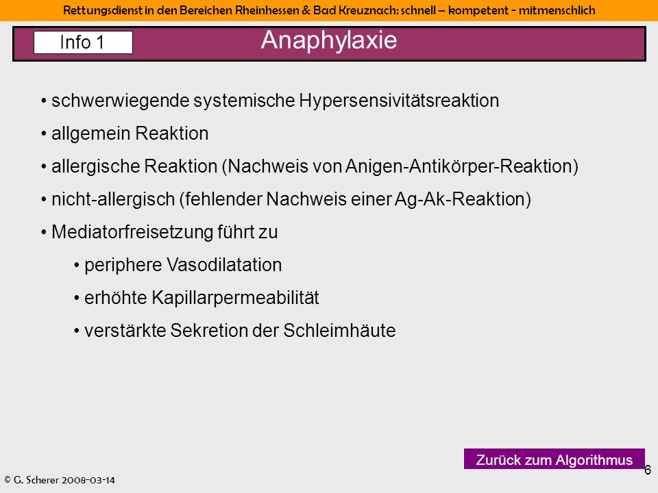 Anaphylaxie Info 1 schwerwiegende systemische Hypersensivitätsreaktion