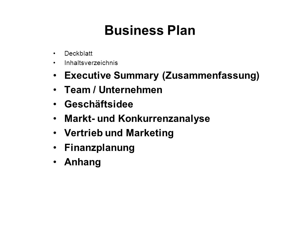 Business Plan Executive Summary Zusammenfassung Team Unternehmen Ppt Video Online Herunterladen