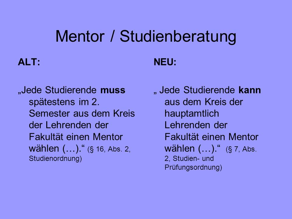 Mentor / Studienberatung