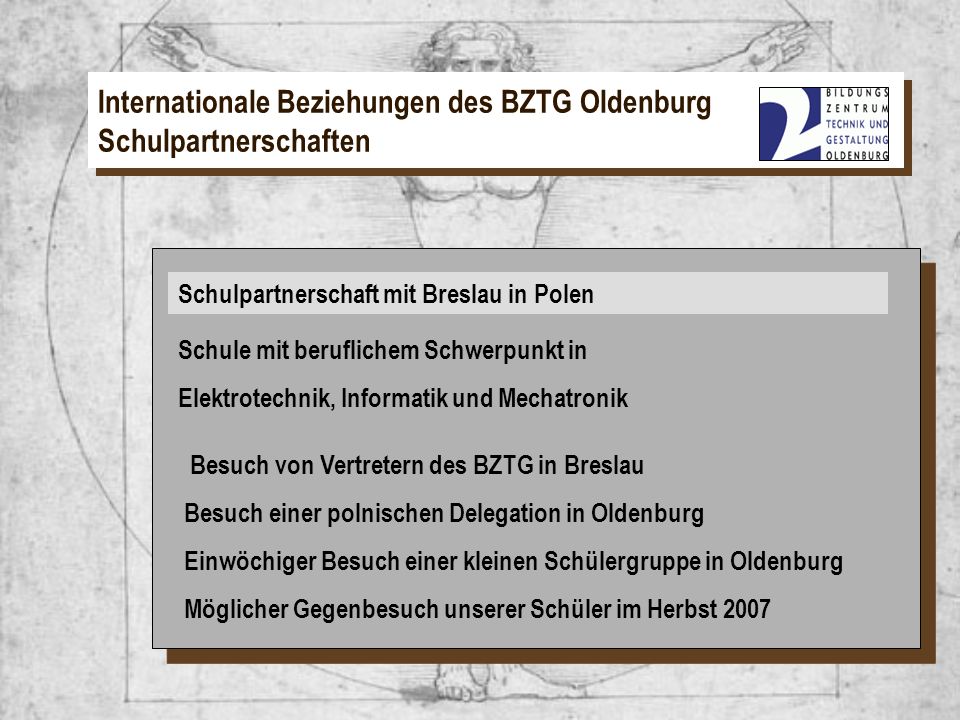 Internationale Beziehungen des BZTG Oldenburg Schulpartnerschaften