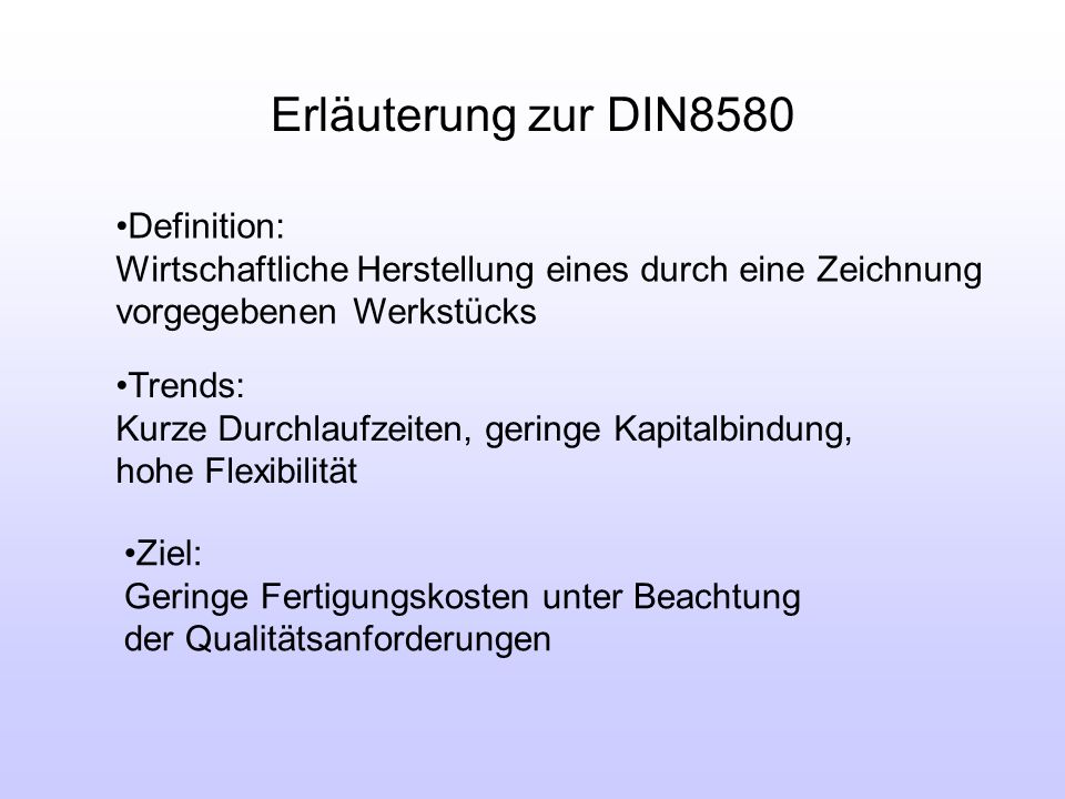 Erläuterung zur DIN8580 Definition:
