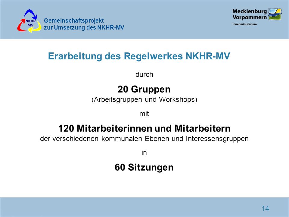 Erarbeitung des Regelwerkes NKHR-MV