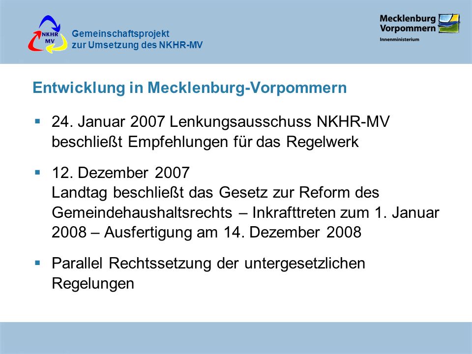 Entwicklung in Mecklenburg-Vorpommern