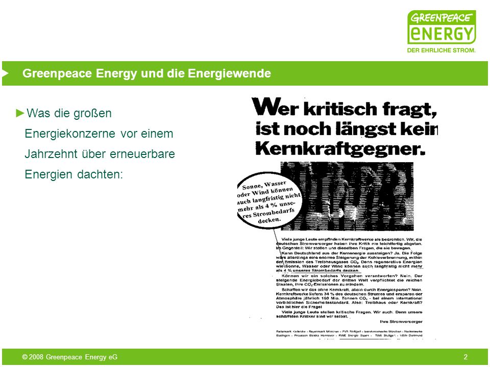 Greenpeace Energy und die Energiewende