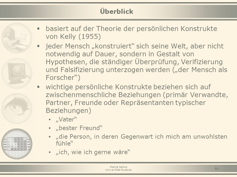 basiert auf der Theorie der persönlichen Konstrukte von Kelly (1955)