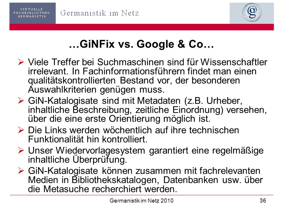 …GiNFix vs. Google & Co…