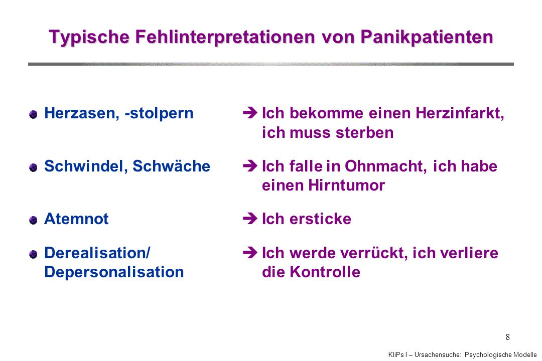 Typische Fehlinterpretationen von Panikpatienten