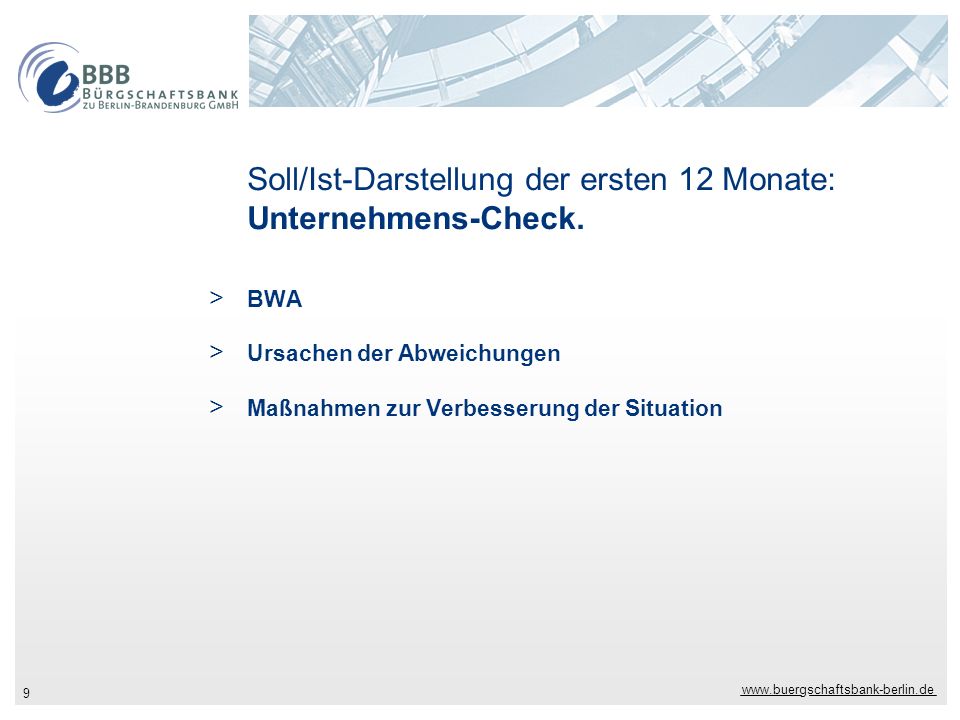 Soll/Ist-Darstellung der ersten 12 Monate: Unternehmens-Check.