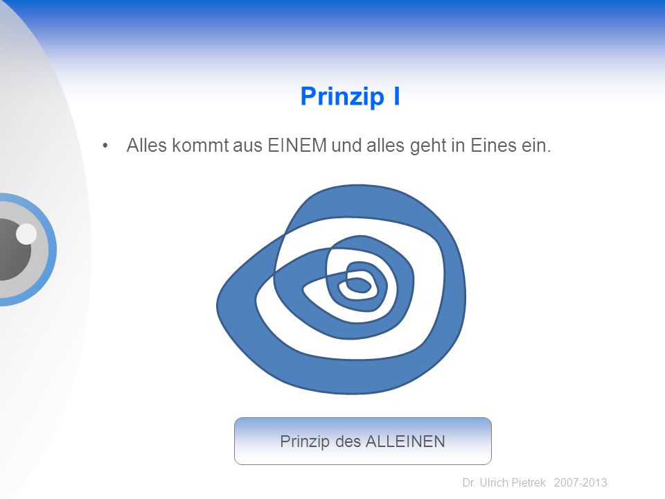 Prinzip I Alles kommt aus EINEM und alles geht in Eines ein.