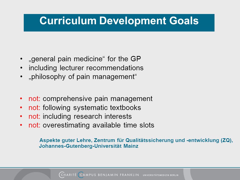 Curriculum Development Goals