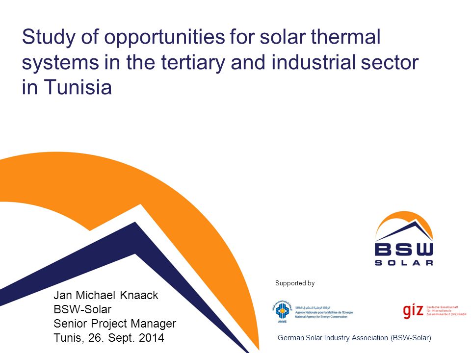 Study of opportunities for solar thermal systems in the tertiary and industrial sector in Tunisia