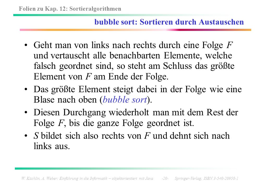 bubble sort: Sortieren durch Austauschen