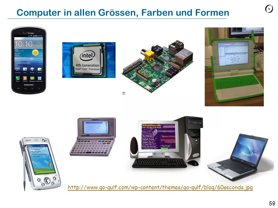 Computer in allen Grössen, Farben und Formen
