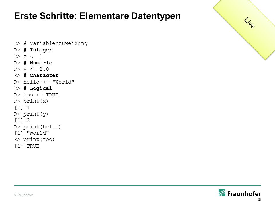 Erste Schritte: Elementare Datentypen