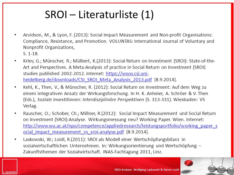 SROI – Literaturliste (1)