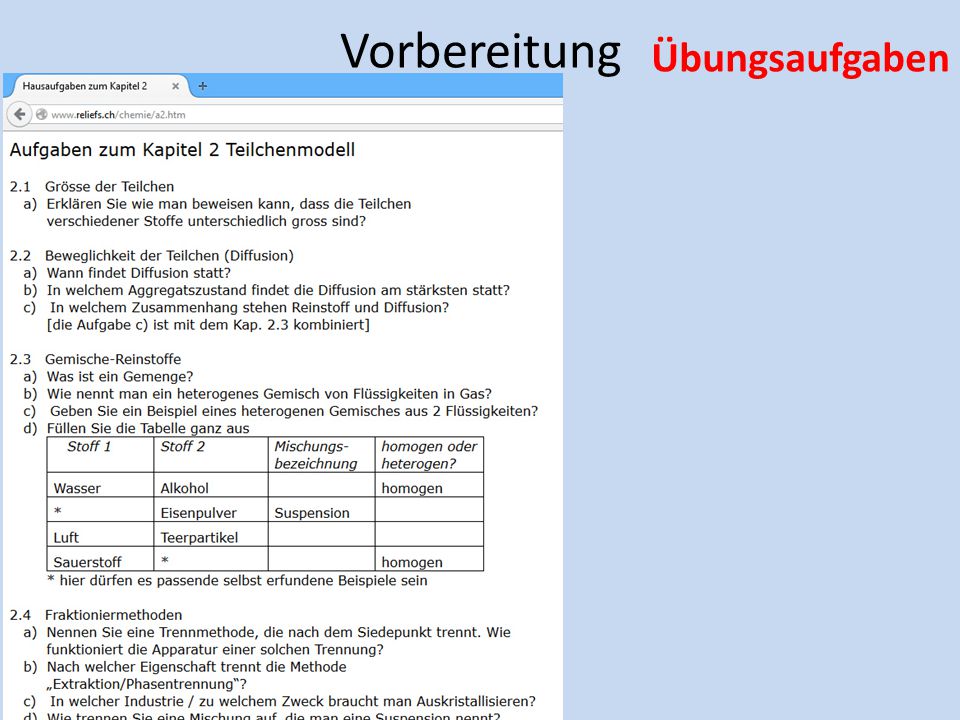 Vorbereitung Übungsaufgaben