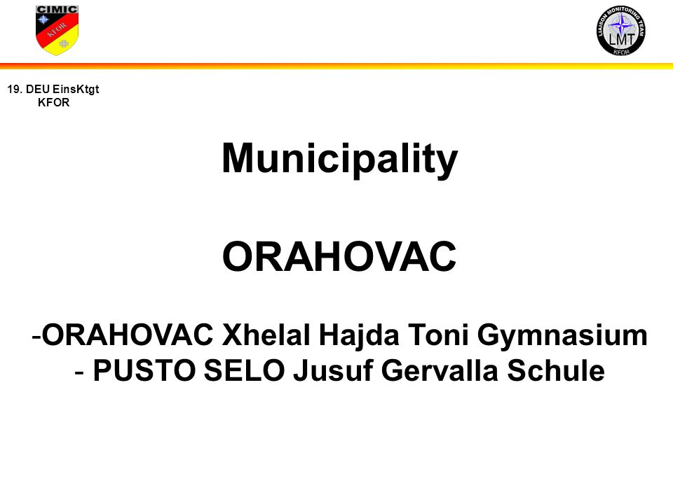 ORAHOVAC Xhelal Hajda Toni Gymnasium PUSTO SELO Jusuf Gervalla Schule