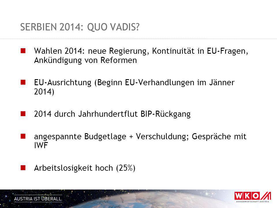 Serbien 2014: quo VADIS Wahlen 2014: neue Regierung, Kontinuität in EU-Fragen, Ankündigung von Reformen.