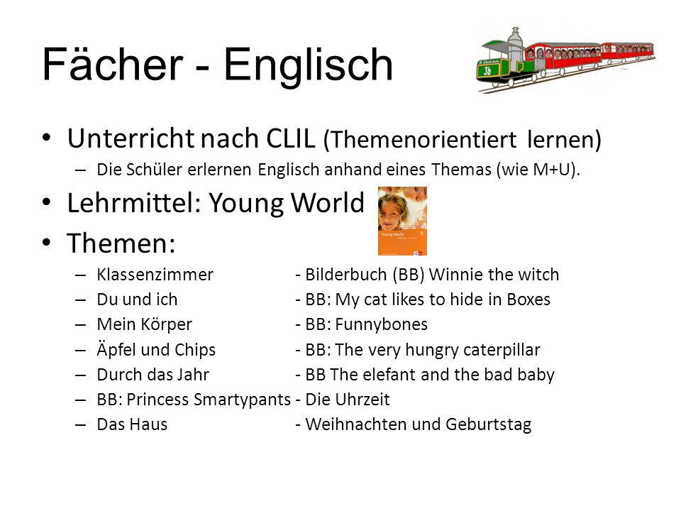 Fächer - Englisch Unterricht nach CLIL (Themenorientiert lernen)