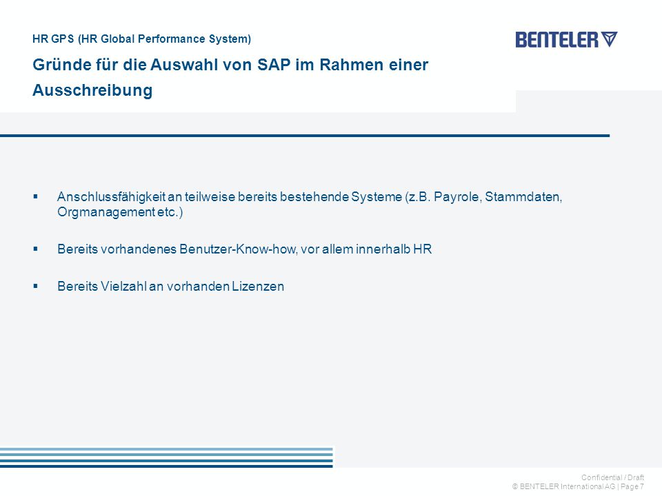 Gründe für die Auswahl von SAP im Rahmen einer Ausschreibung