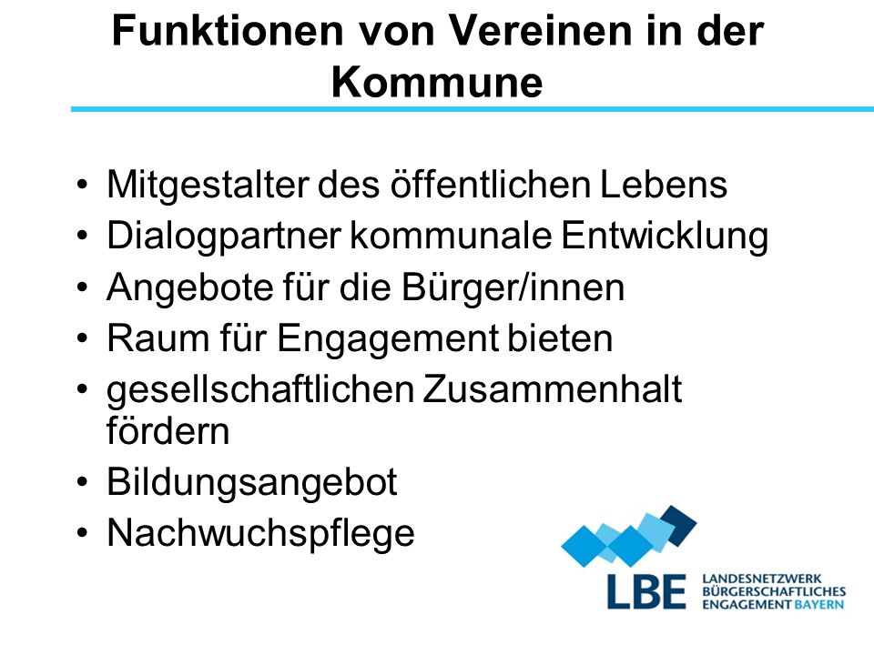 Funktionen von Vereinen in der Kommune