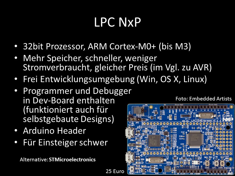 LPC NxP 32bit Prozessor, ARM Cortex-M0+ (bis M3)